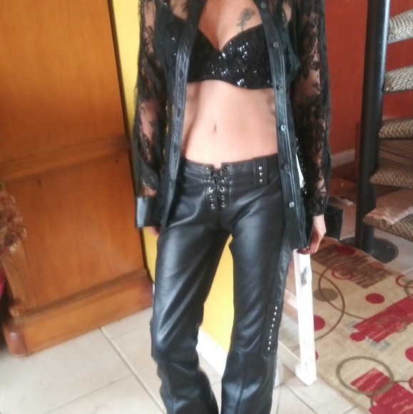Dolce and Gavana lace and leather shirt. Small - Picture 1 of 5